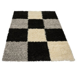 "Bravich Black Checked Shaggy Rug 120 X 170Cm (4' X 5'6"")" - thumbnail 3