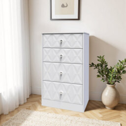 Genoa Ready Assembled Matt White No Effect 4 Drawer Deep Chest (H)1063mm (W)746mm (D)395mm - thumbnail 1