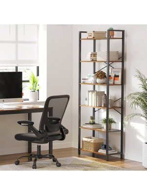 LEDREM 6-Tier Bookshelf, Bookcase, Shelving Unit, For Office, Study, Living Room, Bedroom, 30 X 66 X 186 Cm, Industrial - image 1
