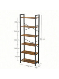 LEDREM 6-Tier Bookshelf, Bookcase, Shelving Unit, For Office, Study, Living Room, Bedroom, 30 X 66 X 186 Cm, Industrial - thumbnail 6