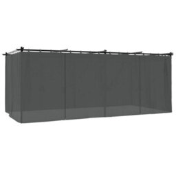 Walplus Gazebo With Curtains Anthracite 6X3 M Steel - thumbnail 6