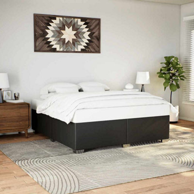 Berkfield Bed Frame Without Mattress Black Super King Faux Leather - image 1