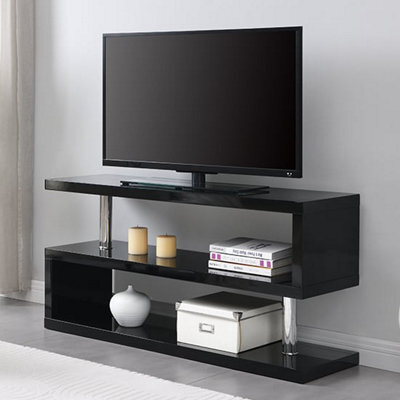 Furniture in Fashion Miami High Gloss S Shape Design Tv Stand In Black - image 1
