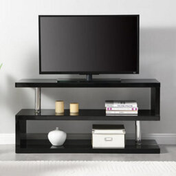 Furniture in Fashion Miami High Gloss S Shape Design Tv Stand In Black - thumbnail 2