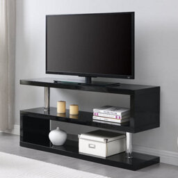 Furniture in Fashion Miami High Gloss S Shape Design Tv Stand In Black