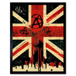 Artery8 Framed Wall Art Anarchy Flag Graffiti Union Jack Punk Uk - 12X16 Inch - thumbnail 1