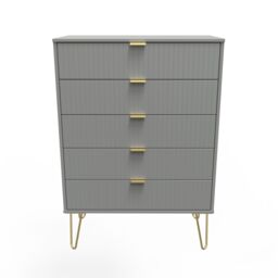 Linear Ready Assembled Matt Dark Grey No Effect 5 Drawer Wide Chest (H)1075mm (W)765mm (D)415mm - thumbnail 2