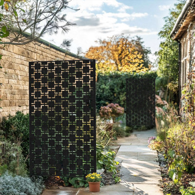 Nicoman Metal Outdoor Privacy Screen With Stand 120Cm X 180Cm - Black - image 1