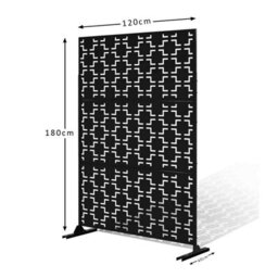 Nicoman Metal Outdoor Privacy Screen With Stand 120Cm X 180Cm - Black - thumbnail 3