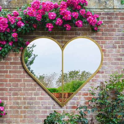 Mirroroutlet The Corde Gold Metal Framed Heart Shaped Garden Mirror 80Cm X 80Cm - image 1