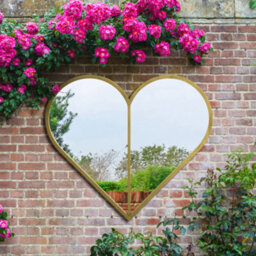 Mirroroutlet The Corde Gold Metal Framed Heart Shaped Garden Mirror 80Cm X 80Cm - thumbnail 1
