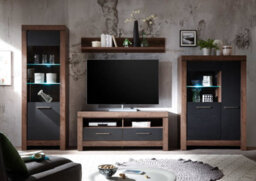 Arte Balin 140 Cm Tv Unit 2 Drawers Open Shelf Oak Monastery Oak Black - thumbnail 2