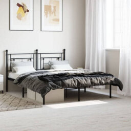 Berkfield Metal Bed Frame Without Mattress With Headboard Black 160X200Cm - thumbnail 1