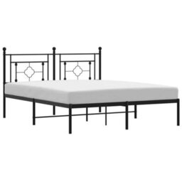 Berkfield Metal Bed Frame Without Mattress With Headboard Black 160X200Cm - thumbnail 2