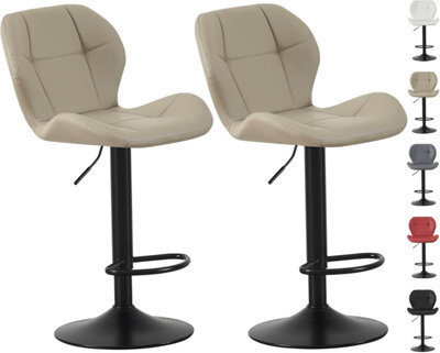 MCC Direct Set Of 2 Height Adjustable Kitchen Bar Stool Breakfast Chairs With Footrest Brown - Stella - image 1