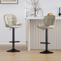 MCC Direct Set Of 2 Height Adjustable Kitchen Bar Stool Breakfast Chairs With Footrest Brown - Stella - thumbnail 5