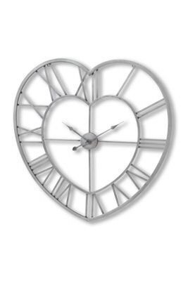 Silver Heart Skeleton Wall Clock, Unique Heart-Shaped Wall Decor - image 1