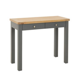 The Furniture Market Marbury Slate Grey Painted Two Drawer Dressing Table Desk Solid Wood Writing Desk Whitewashed Oak Top Bedroom Vanity Home Office - thumbnail 6