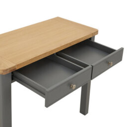 The Furniture Market Marbury Slate Grey Painted Two Drawer Dressing Table Desk Solid Wood Writing Desk Whitewashed Oak Top Bedroom Vanity Home Office - thumbnail 8