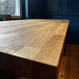 Ashford Blake Staved Oak Office Desk, Chunky U Legs With Pop Up Power Socket - thumbnail 2