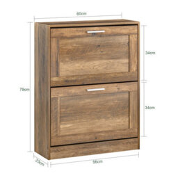Sobuy Fsr137-F, Shoe Cabinet Shoe Rack Shoe Storage Cupboard Organizer Unit,brown,w59.5Xd23Xh79.5 - thumbnail 3
