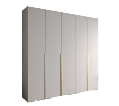 Arte Elegant Inova I Hinged Door Wardrobe H2370mm W2500mm D470mm - Versatile White Finish With Gold Vertical Metal Handles - image 1