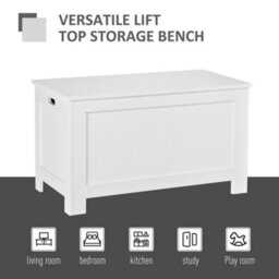 Homcom Storage Box Toy Chest Cabinet Unit Organizer With Safety Hinges White - thumbnail 7