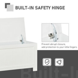 Homcom Storage Box Toy Chest Cabinet Unit Organizer With Safety Hinges White - thumbnail 4