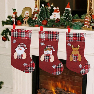 CLEFFNS 3Pcs Christmas Stockings 45Cm Fireplace Hanging Christmas Stocking Ornament For Family Decorations Holiday Xmas Gift - image 1