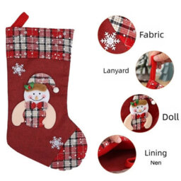 CLEFFNS 3Pcs Christmas Stockings 45Cm Fireplace Hanging Christmas Stocking Ornament For Family Decorations Holiday Xmas Gift - thumbnail 7