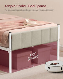 Vasagle Metal Platform Bed, Upholstered Headboard Single Bed Frame, Easy Assembly For Bedroom - thumbnail 7