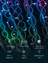 Twinkly Curtain App-Controlled Led Christmas Lights With 210 Rgb+W 1.5 X 2.1M Clear Wire. Indoor And Outdoor Smart Lighting - thumbnail 9
