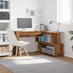 Berkfield Modern Corner Desk Old Wood 200.5X50X76 Cm Engineered Wood - thumbnail 3