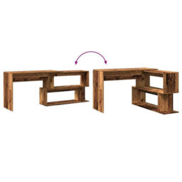 Berkfield Modern Corner Desk Old Wood 200.5X50X76 Cm Engineered Wood - thumbnail 7