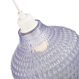 Happy Homewares Designer Soft Lilac And Purpler Curvy Diamond Etched Glass Pendant Lamp Shade - thumbnail 5