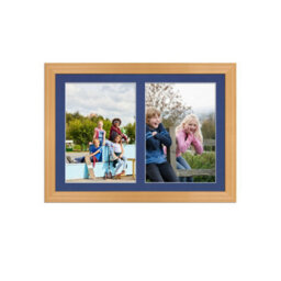 AK Frames 20X14 Country Pine Classic Multi Photo Frame With Blue Mount - Holds 2 Apertures (2X) A4 Photos - thumbnail 1