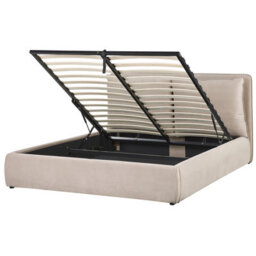 Beliani Ottoman Bed Velvet Bajonna 160 X 200 Cm (Eu King Size) Beige - thumbnail 2