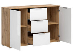Arte Zele 135 Cm Sideboard 2 Door 3 Drawer Oak Wotan White Gloss - thumbnail 4