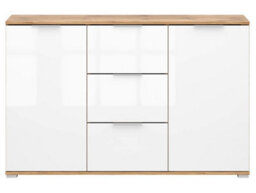 Arte Zele 135 Cm Sideboard 2 Door 3 Drawer Oak Wotan White Gloss - thumbnail 3