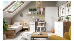 Arte Zele 135 Cm Sideboard 2 Door 3 Drawer Oak Wotan White Gloss - thumbnail 6