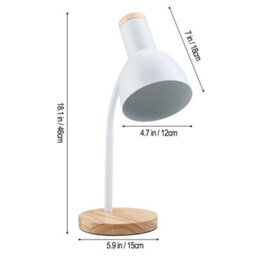 Living And Home Modern White Table Lamp With Flexible Arm And Wooden Base, 46Cmh - thumbnail 9