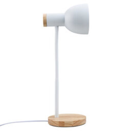 Living And Home Modern White Table Lamp With Flexible Arm And Wooden Base, 46Cmh - thumbnail 5