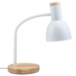Living And Home Modern White Table Lamp With Flexible Arm And Wooden Base, 46Cmh - thumbnail 6