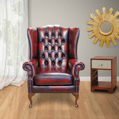 Chesterfield Prince's High Back Wing Chair Antique Oxblood Leather In Mallory Style - image 1