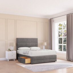 "Sloomy 4Ft Monaco Naples Slate Bed Set With No Drawers & Footboard, Mattress & 54"" Headboard - Small Double"