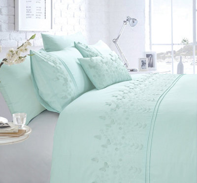 Rapport Home Papillon Floral Butterfly Embroidered Polycotton Duvet Cover Bedding Set