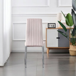 Furnizone UK Set Of 2 Dining Chairs - Monza Modern Dining Chairs - Pink Velvet Chrome Legs Dining Chairs - Kitchen Dining Room Chairs - thumbnail 5
