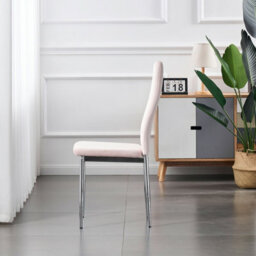 Furnizone UK Set Of 2 Dining Chairs - Monza Modern Dining Chairs - Pink Velvet Chrome Legs Dining Chairs - Kitchen Dining Room Chairs - thumbnail 4