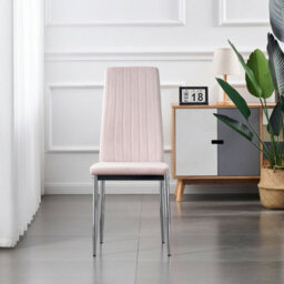 Furnizone UK Set Of 2 Dining Chairs - Monza Modern Dining Chairs - Pink Velvet Chrome Legs Dining Chairs - Kitchen Dining Room Chairs - thumbnail 3