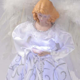 Living And Home Pre Lit Christmas Angel Tree Topper Christmas Decoration Xmas Ornament With White Dress - thumbnail 5